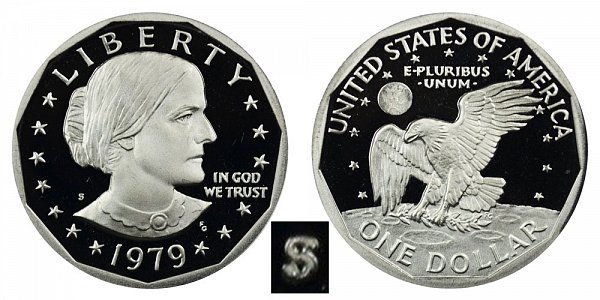 1979 S Susan B Anthony SBA Dollar Proof - Type 2 Clear S 