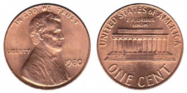 1980 Lincoln Memorial Cent Penny 
