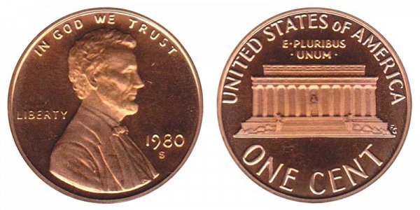 1980 S Lincoln Memorial Cent Penny Proof 