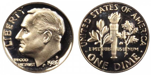 1980 S Roosevelt Dime Proof 