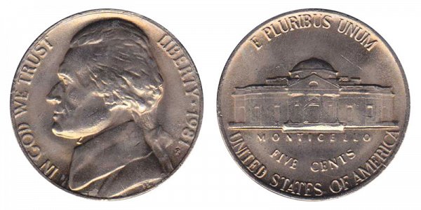 1981 P Jefferson Nickel