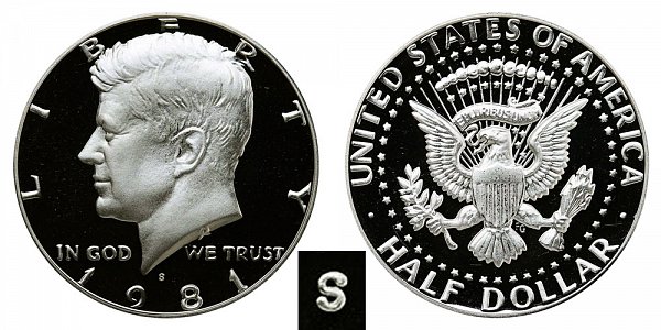 1981 Type 2 Clear S Kennedy Half Dollar Proof 