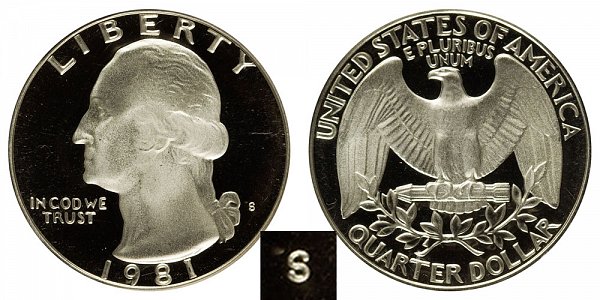 1981 Type 2 Clear S Washington Quarter Proof 