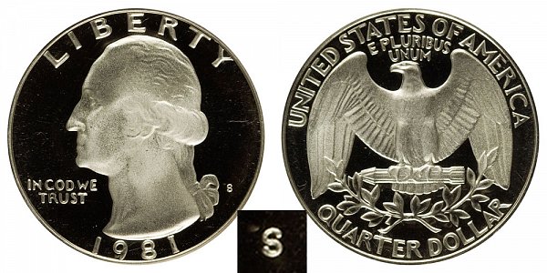 1981 Type 2 Clear S Washington Quarter Proof