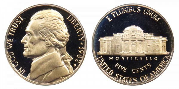 1982 S Jefferson Nickel Proof