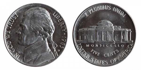 1983 D Jefferson Nickel 
