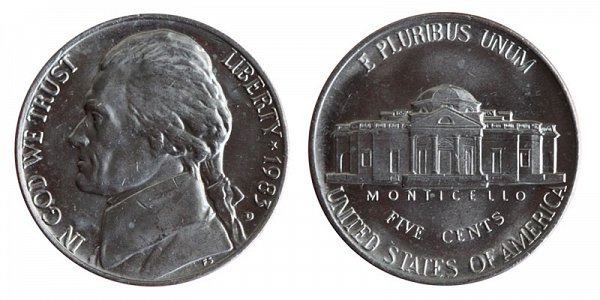 1983 D Jefferson Nickel