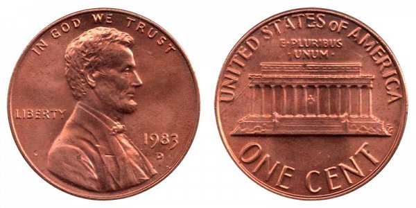 1983 D Lincoln Memorial Cent Penny 