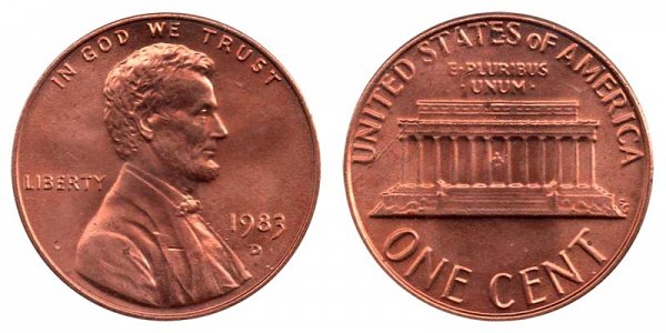 1983 D Lincoln Memorial Cent Penny