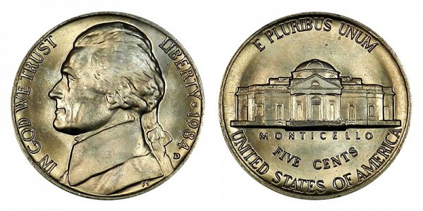 1984 D Jefferson Nickel 