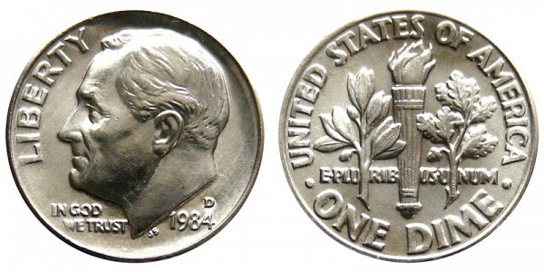 1984 D Roosevelt Dime