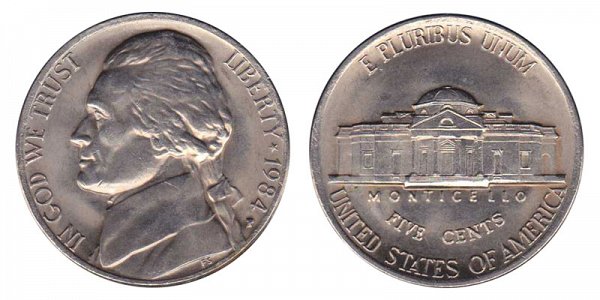1984 P Jefferson Nickel 