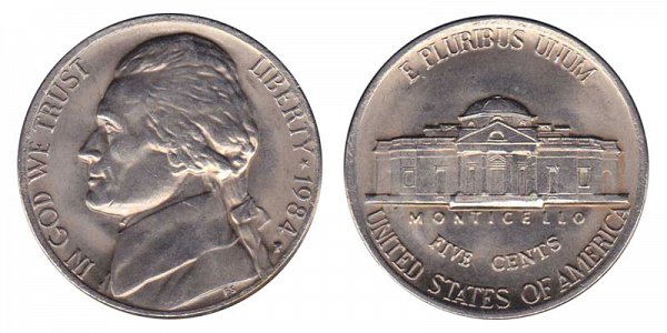 1984 P Jefferson Nickel