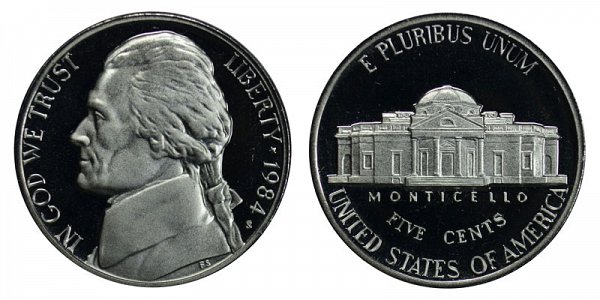 1984 S Jefferson Nickel Proof