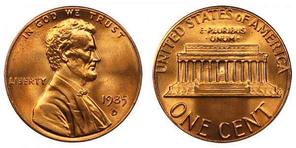 1985 D Lincoln Memorial Cent Penny 