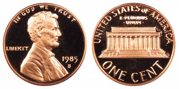 1985 S Lincoln Memorial Cent Penny Proof 
