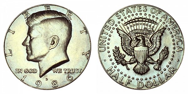 1986 D Kennedy Half Dollar 