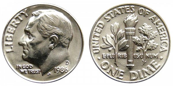 1986 D Roosevelt Dime 