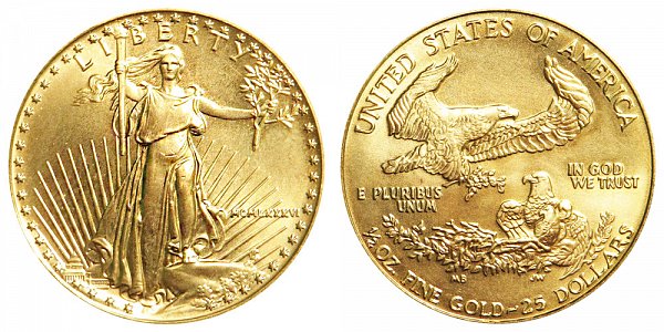 1986 Half Ounce American Gold Eagle - 1/2 oz Gold $25  - MCMLXXXVI 