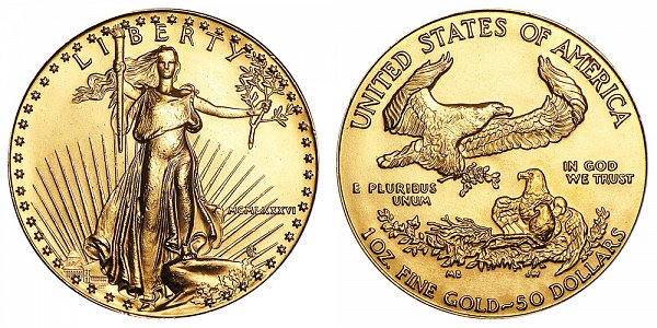 1986 One Ounce American Gold Eagle - 1 oz Gold $50  - MCMLXXXVI 