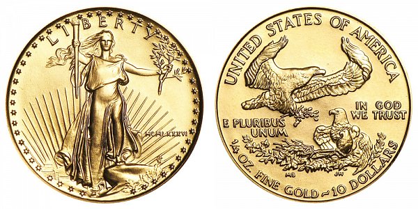 1986 Quarter Ounce American Gold Eagle - 1/4 oz Gold $10  - MCMLXXXVI 