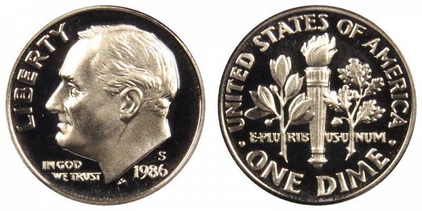 1986 S Roosevelt Dime Proof