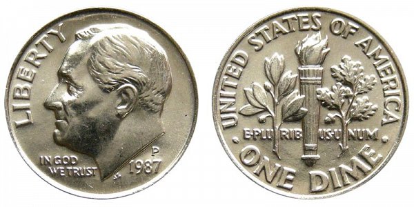 1987 P Roosevelt Dime 