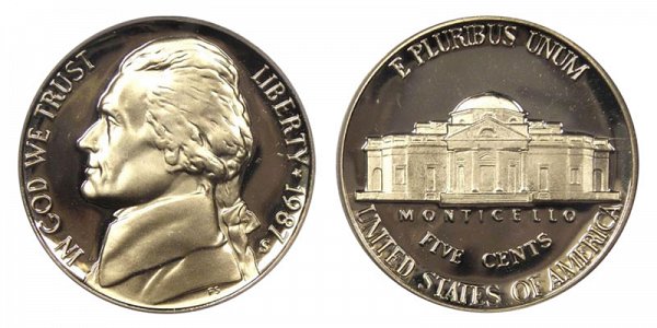 1987 S Jefferson Nickel Proof 