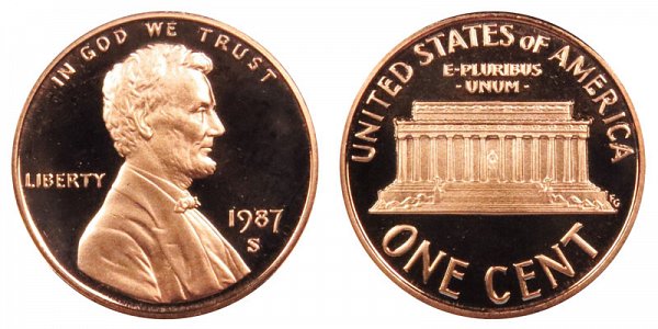 1987 S Lincoln Memorial Cent Penny Proof 