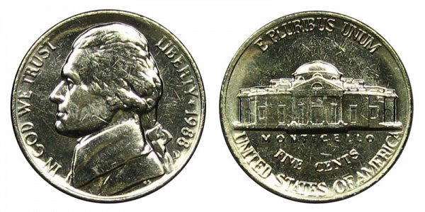 1988 D Jefferson Nickel 