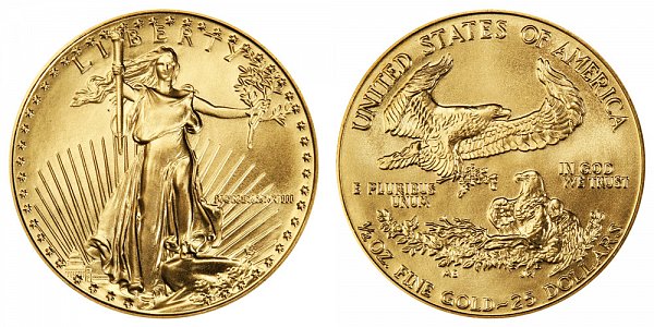 1988 Half Ounce American Gold Eagle - 1/2 oz Gold $25  - MCMLXXXVIII 