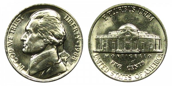 1988 P Jefferson Nickel 