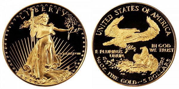1988 P Proof Tenth Ounce American Gold Eagle - 1/10 oz Gold $5  - MCMLXXXVIII 