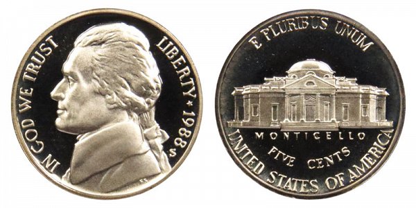 1988 S Jefferson Nickel Proof 