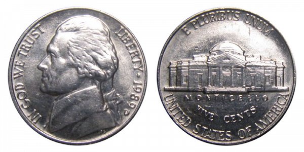 1989 D Jefferson Nickel 