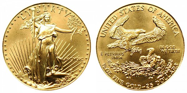 1990 Half Ounce American Gold Eagle - 1/2 oz Gold $25  - MCMXC 