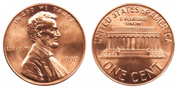 1990 Lincoln Memorial Cent Penny 