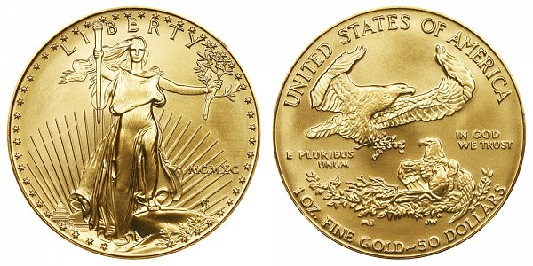 1990 One Ounce American Gold Eagle - 1 oz Gold $50  - MCMXC 