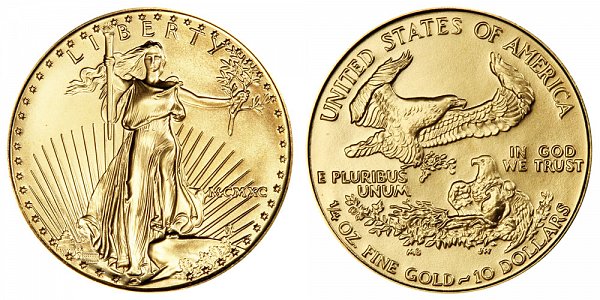 1990 Quarter Ounce American Gold Eagle - 1/4 oz Gold $10  - MCMXC 