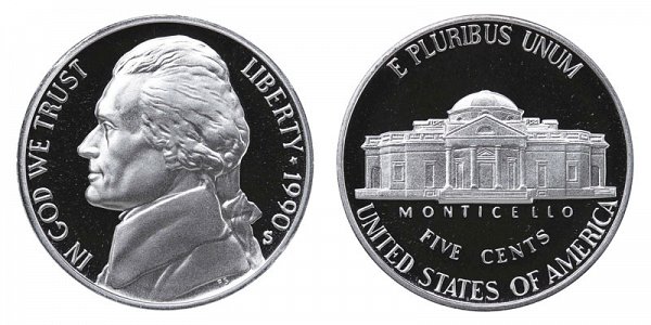 1990 S Jefferson Nickel Proof