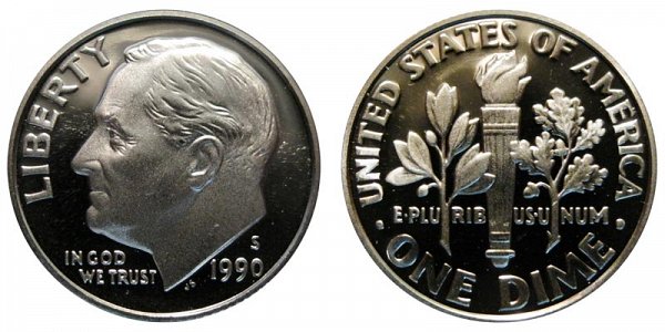 1990 S Roosevelt Dime Proof