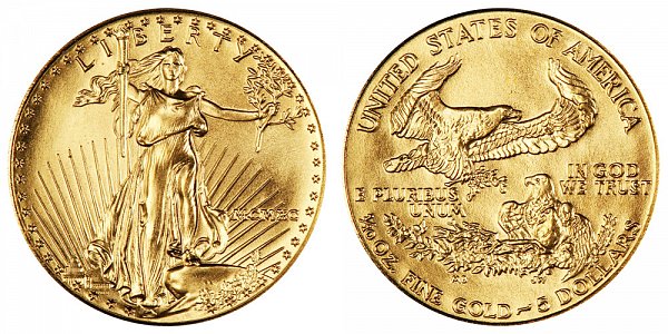 1990 Tenth Ounce American Gold Eagle - 1/10 oz Gold $5  - MCMXC