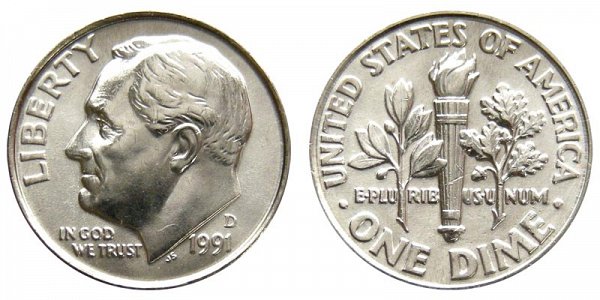 1991 D Roosevelt Dime 