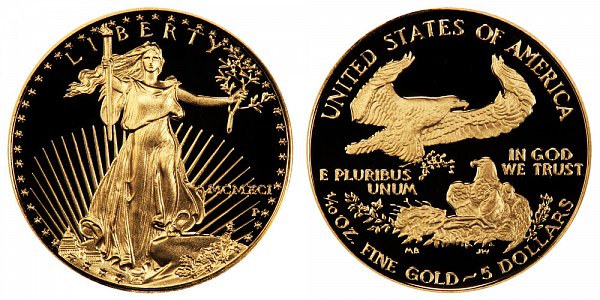 1991 P Proof Tenth Ounce American Gold Eagle - 1/10 oz Gold $5  - MCMXCI 