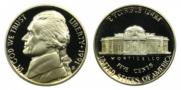 1991 S Jefferson Nickel Proof 