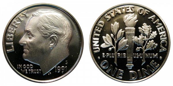 1991 S Roosevelt Dime Proof 