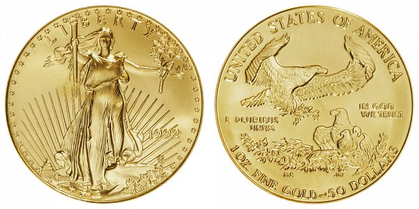 1992 One Ounce American Gold Eagle - 1 oz Gold $50 