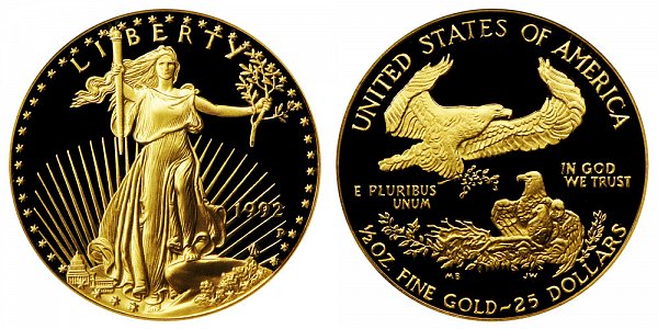 1992 P Proof Half Ounce American Gold Eagle - 1/2 oz Gold $25 