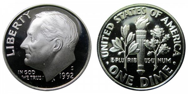 1992 S Roosevelt Dime Proof