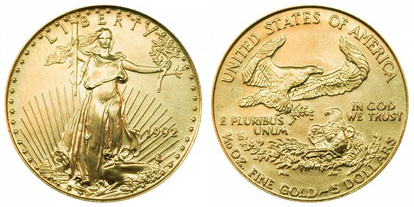 1992 Tenth Ounce American Gold Eagle - 1/10 oz Gold $5 